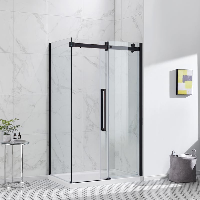 Bel Soft Close 3-Piece Base/Door Rectangular Corner Shower Kit (Left or Right Drain)