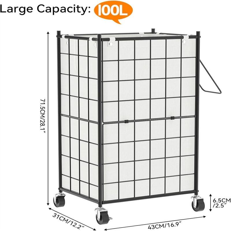 Laundry Hamper with Wheels - 16.9"L x 12.2"W x 28.1"H