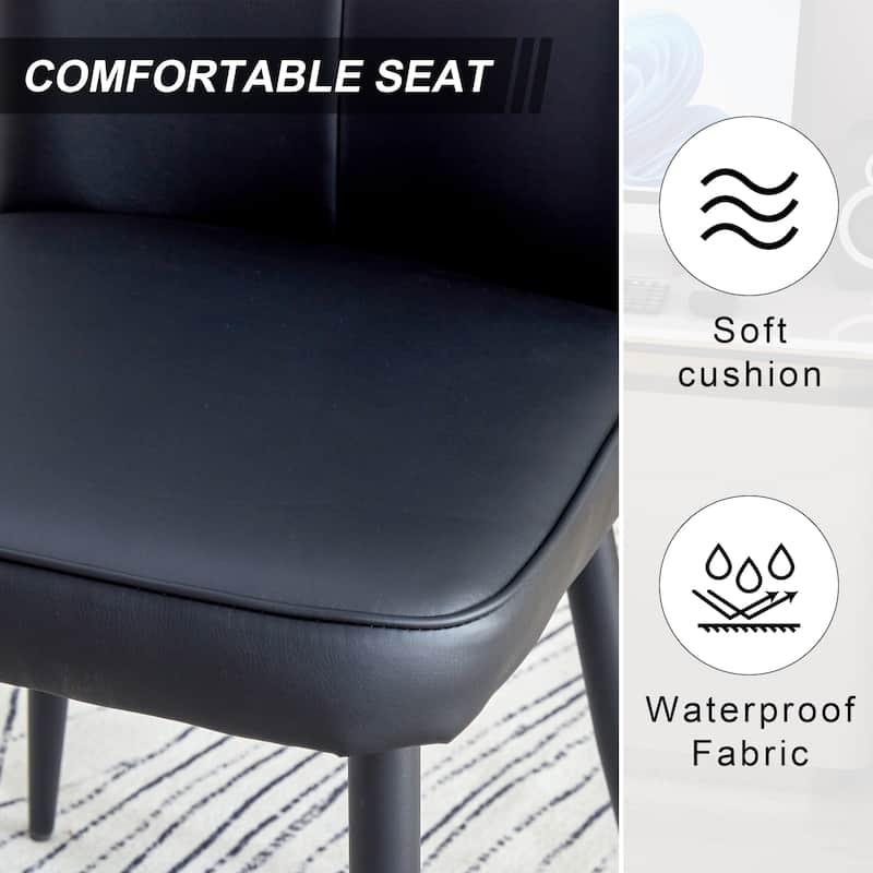 Modern Black PU Chair Set-Four Pieces,The Backrest Has A Vertical And Smooth Line Design.Suitable For Placement