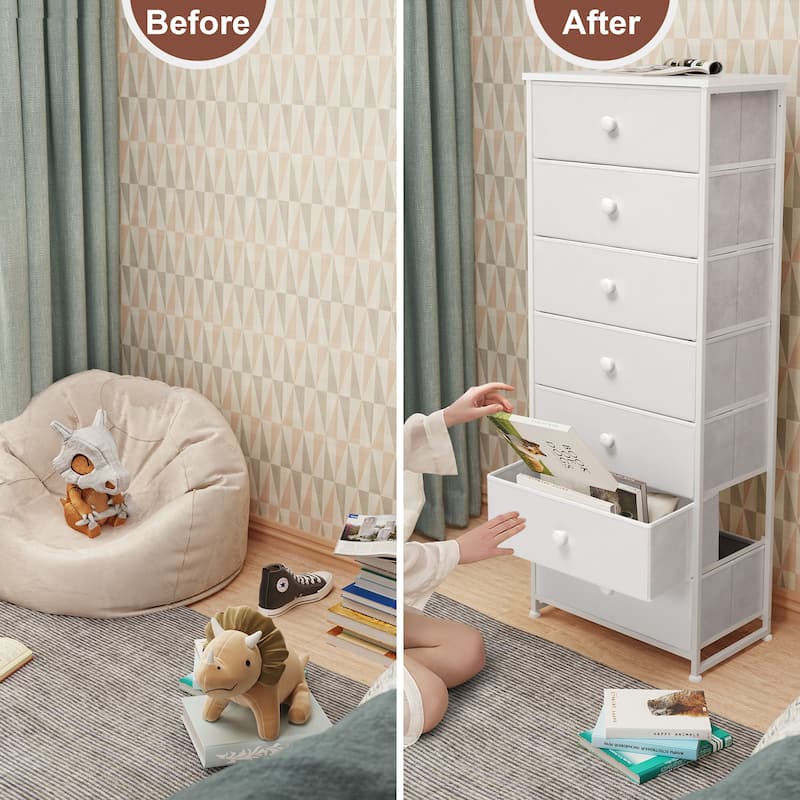 Slim Tall Vertical 7-Drawer Chest Dresser Closet Storage Organizer Unit for Bedroom