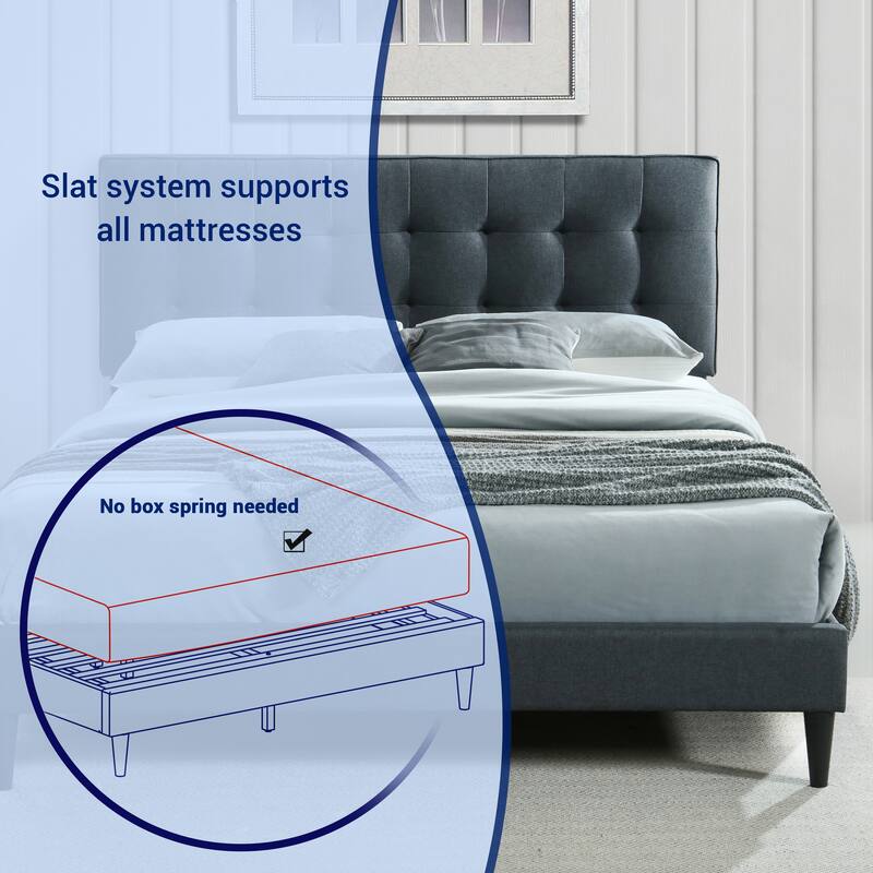 Ella by Ovis Upholstered Tufted Platform Bed Frame