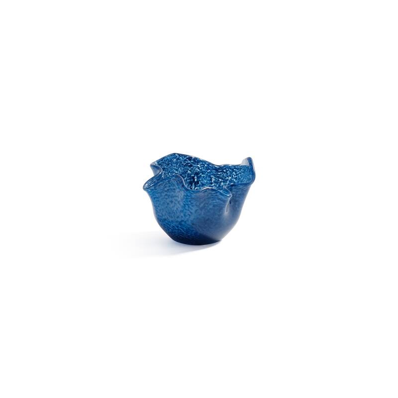 Wavy Bowl Glass Tealight Candle Holders, Set of 2