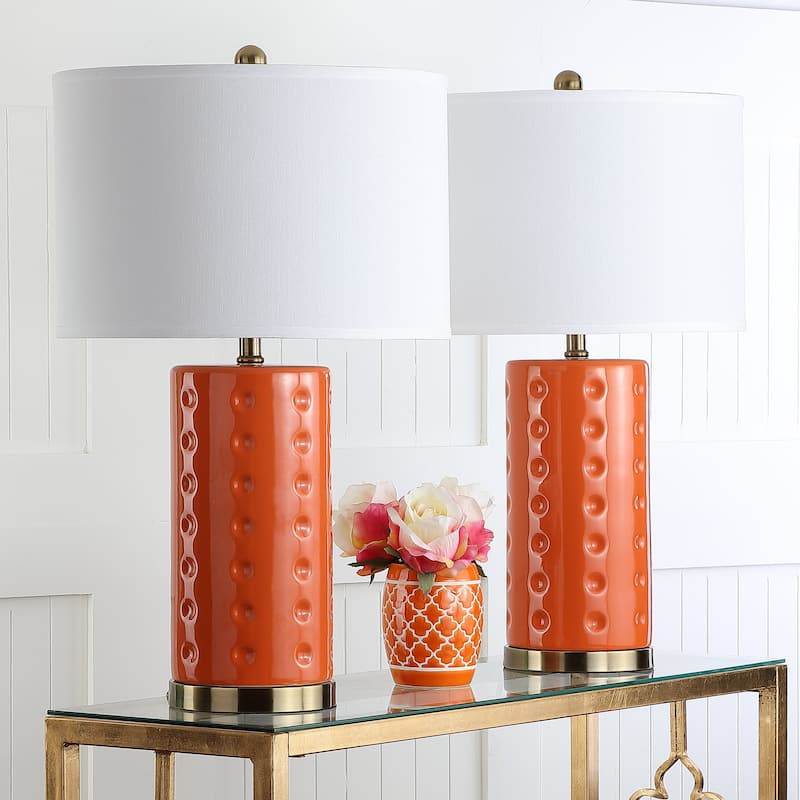 SAFAVIEH Lighting Tisha 26-inch Roxanne Table Lamp (Set of 2) - 15Wx15Dx26H - Orange
