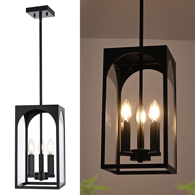 3-Light Large Outdoor Pendant Light Fixtures, Exterior Hanging Lantern Porch Light Adjustable, Hanging Lamp