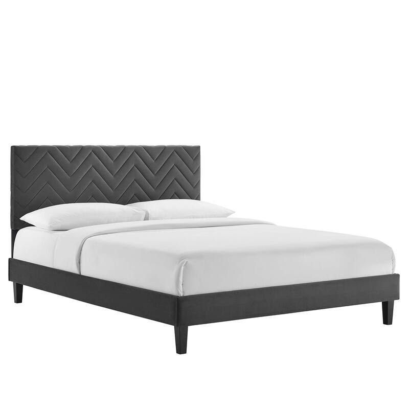 Leah Chevron Tufted Performance Velvet Full Platform Bed