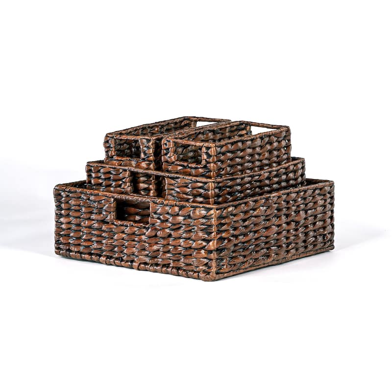 happimess Traditional Assorted Hand-Woven Hyacinth/Iron Baskets, (Set of 10)