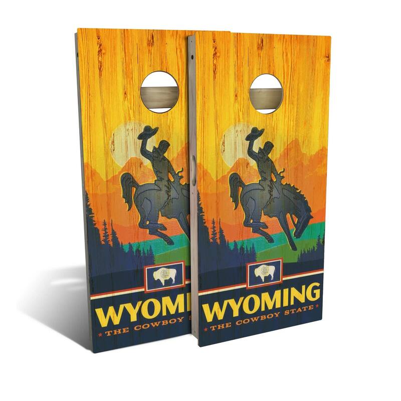 Wyoming State Pride Outdoor Cornhole Board Set - Premium 2x4 - Include ALL Accessories
