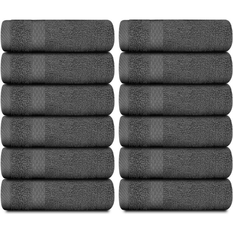 White Classic Luxury Cotton Washcloth 13x13 - Set of 12