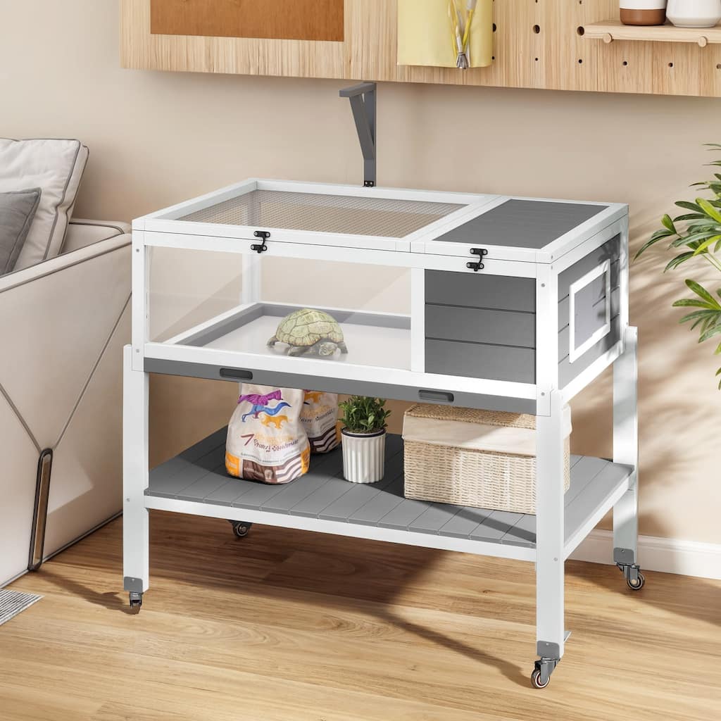 Moasis Large Tortoise Cage with Storage Shelf & Wheels