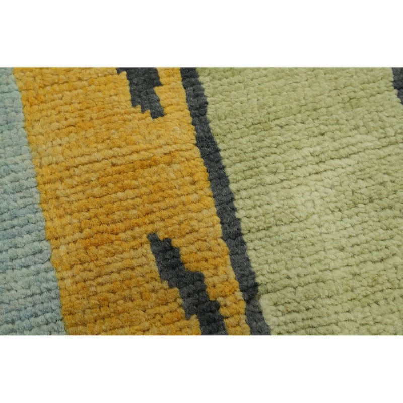 Geometric Wool Gabbeh Vegetable Dye Turkish Area Rug Handmade Wool Carpet - 9' 3'' X 6' 1''