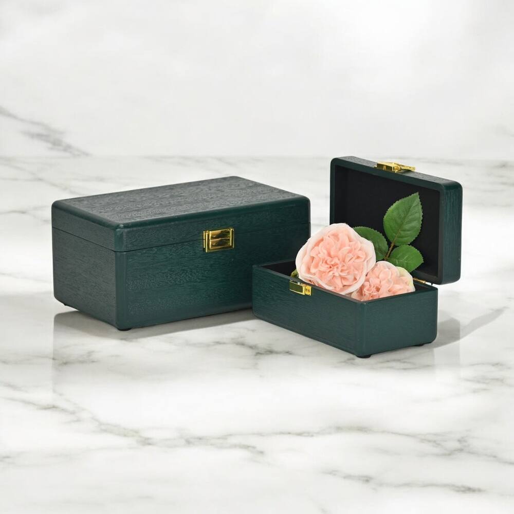 Sable Set of 2 Wooden Boxes with Gold Handles