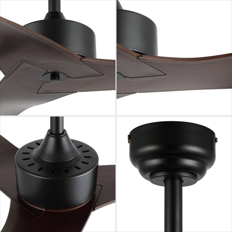 Sully 50" Modern Minimalist Iron/Plastic Mobile-App/Remote-Controlled 6-Speed Razor Ceiling Fan, by JONATHAN Y