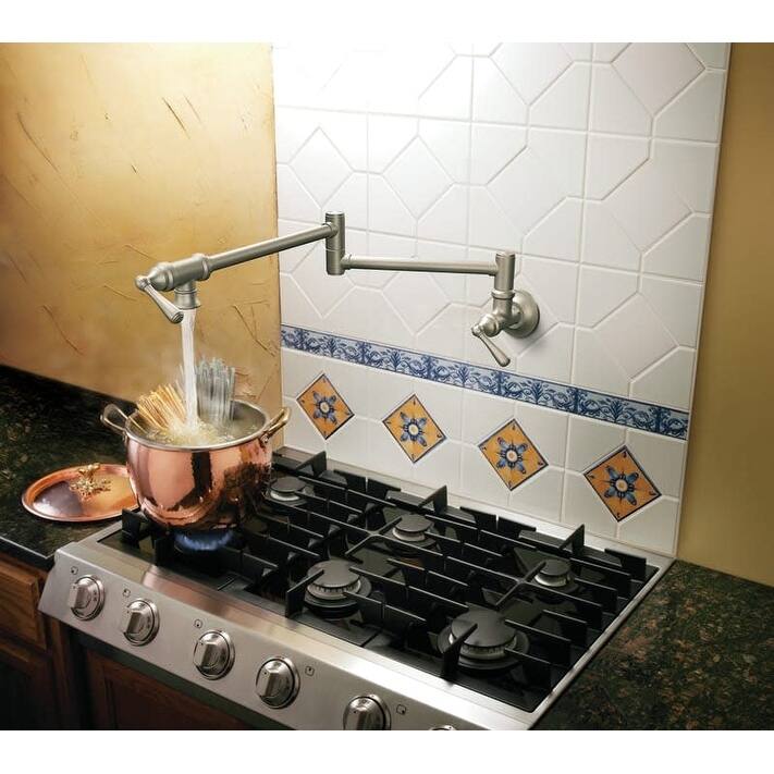 Moen Traditional Pot Filler Double Handle Wall Mount Kitchen Pot