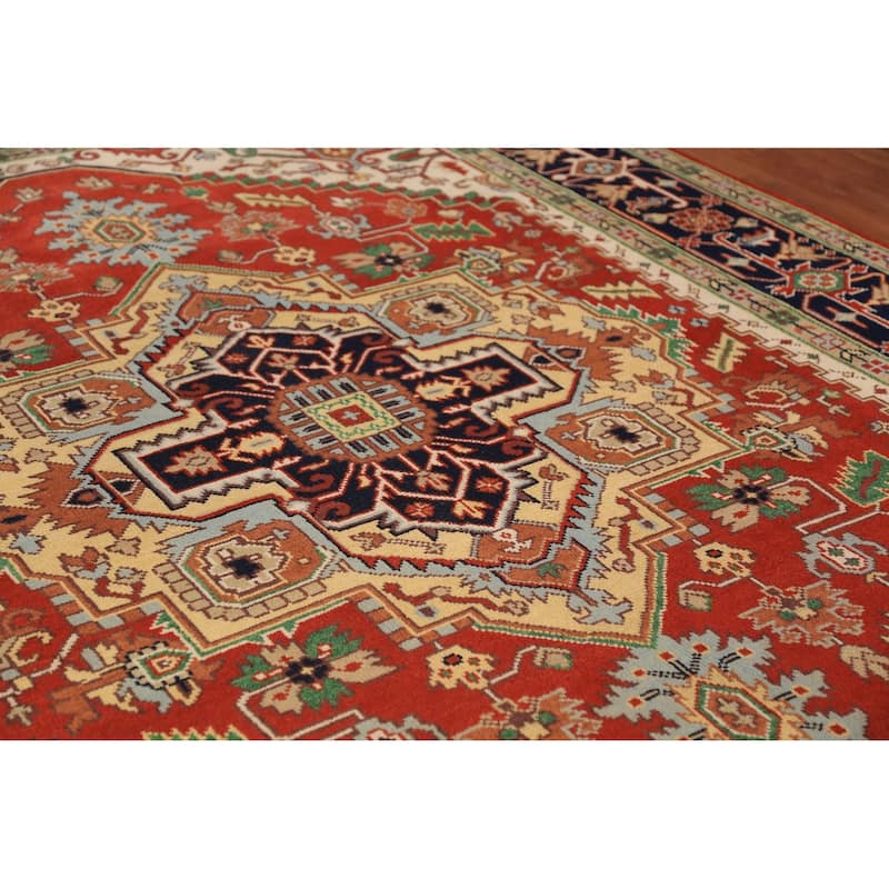 Geometric Heriz Serapi Oriental Area Rug Handmade Wool Carpet - 8'11" x 11'9"