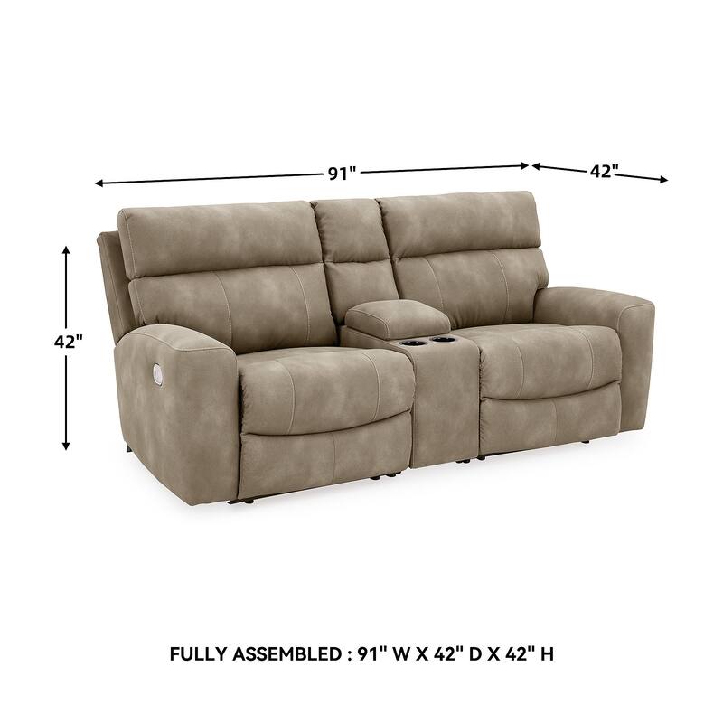 Signature Design by Ashley Next-Gen DuraPella 3-Piece Power Reclining Sectional Loveseat with Console - 91"W x 42"D x 42"H