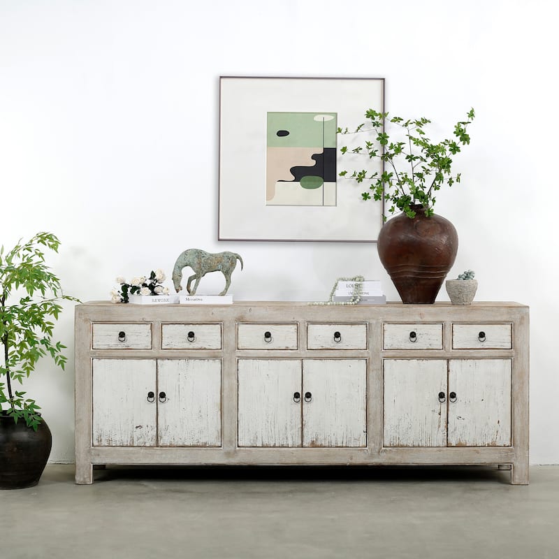 Artissance 91" Amalfi Two Tones Buffet 6 Draw 6 Dr, Antique Off White