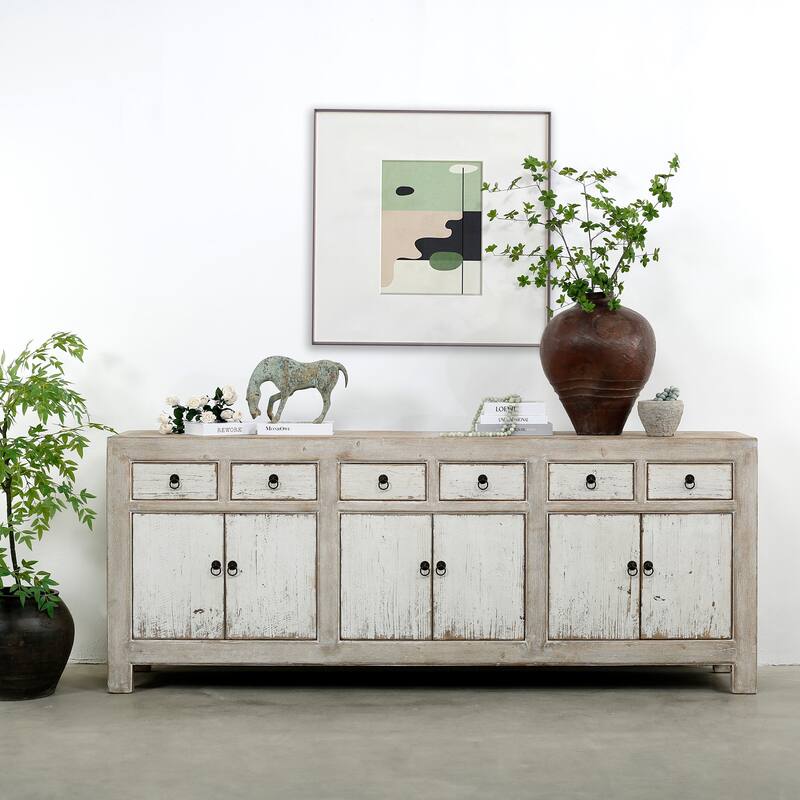 Artissance 91" Amalfi Two Tones Buffet 6 Draw 6 Dr, Antique Off White - Wood