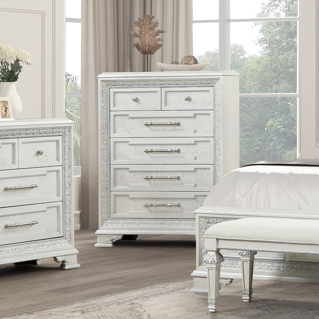 Furniture of America Fornan Traditional Cream White Solid Wood 5-Drawer Chest
