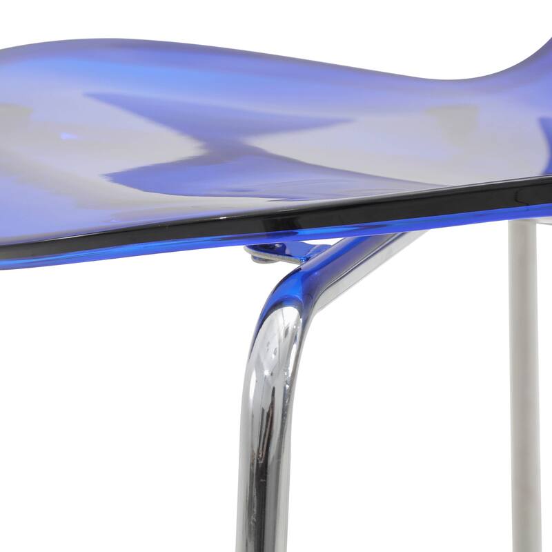 30 in. Seat Height Acrylic Plastic Barstool in Chrome Steel Frame Armless with Footrest