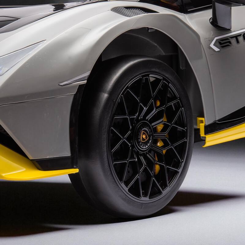 Lamborghini Huracan STO 24V Kids Ride-On Drift Car with LED Lights, 360° Spins, Music, and Remote Control