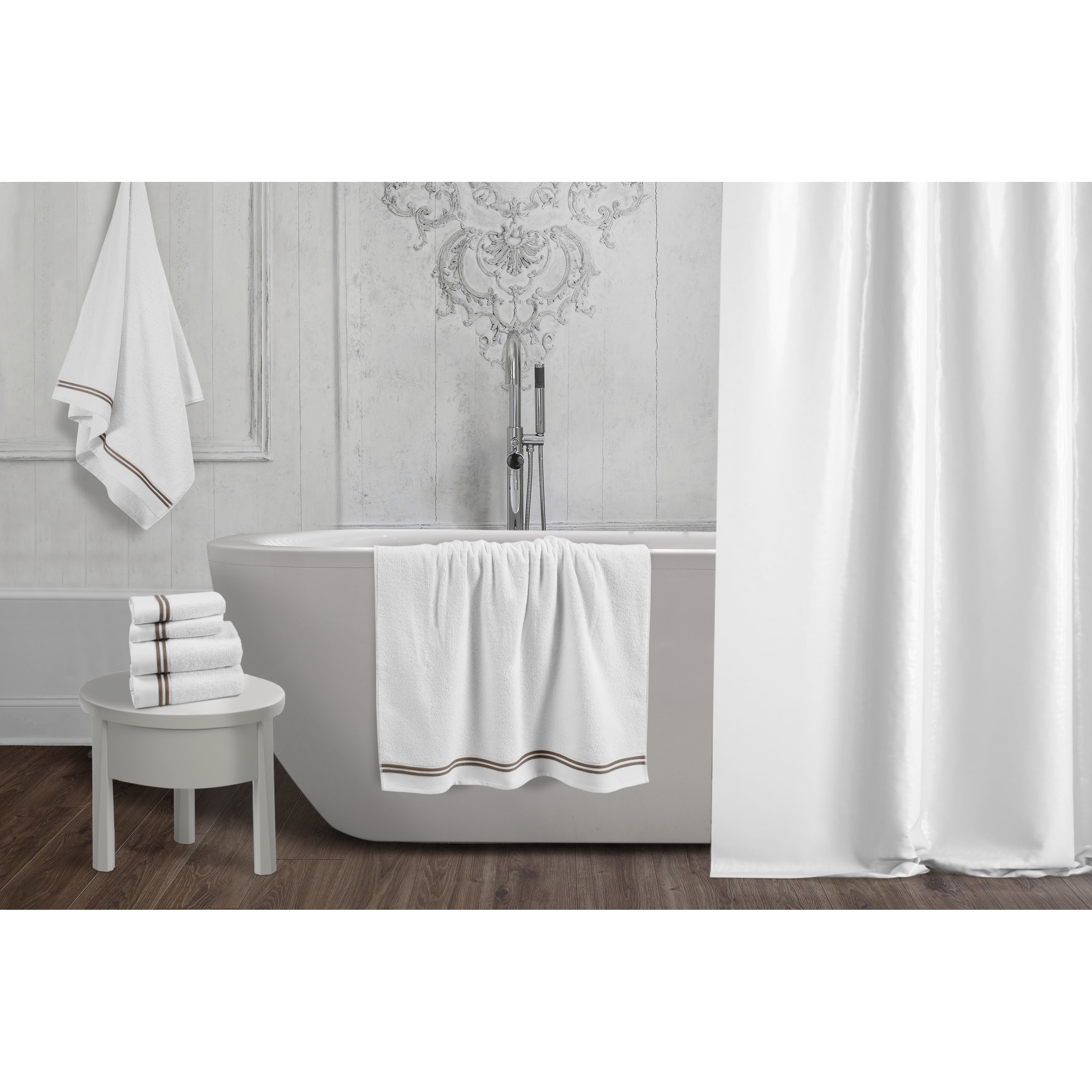 Bathroom Hand Towels Set 100% Cotton White, Oeko-Tex Terry Cotton