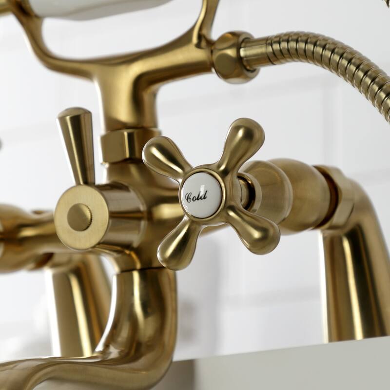 Kingston Brass Deck Mount Clawfoot Tub Faucet with Hand Shower