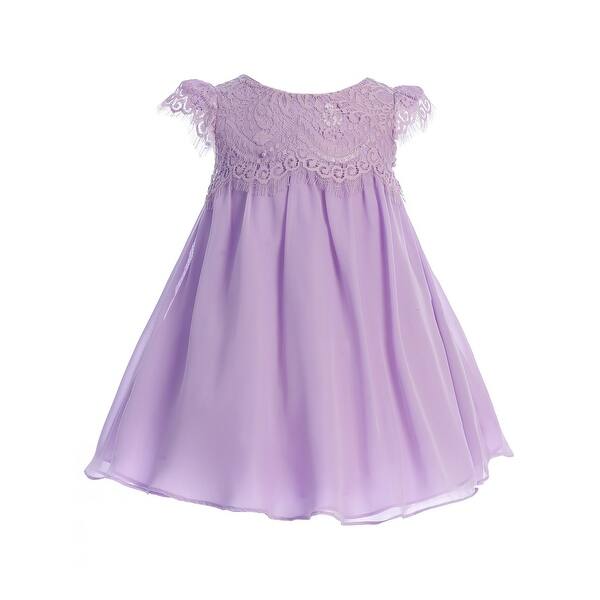 Shop Ellie Kids Little Girls Lilac Eyelash Lace Chiffon Flower