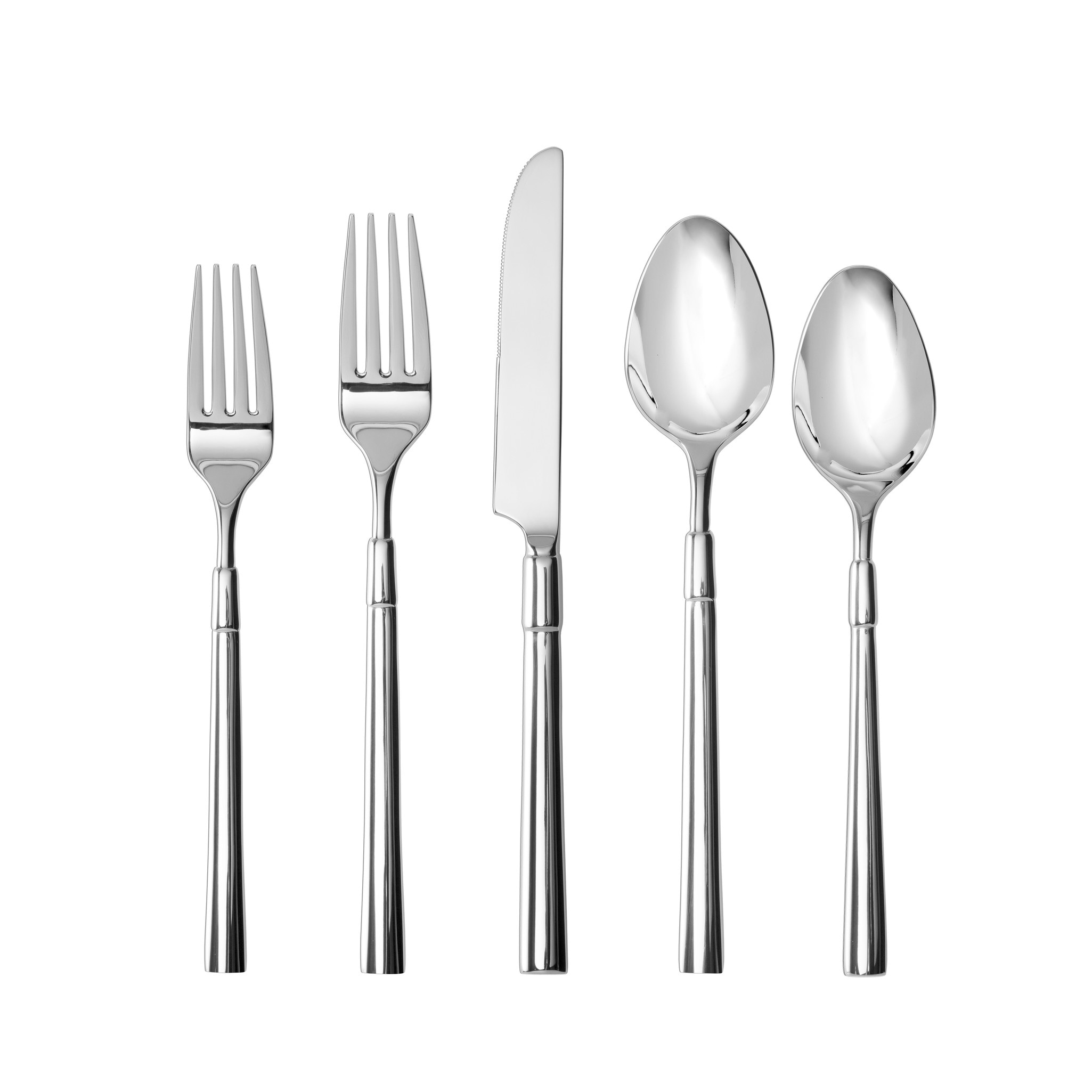 Fortessa Lloyd 18/10 Stainless Steel, 5 Piece Flatware Set (Service for 1), Silver - 5 Piece Set