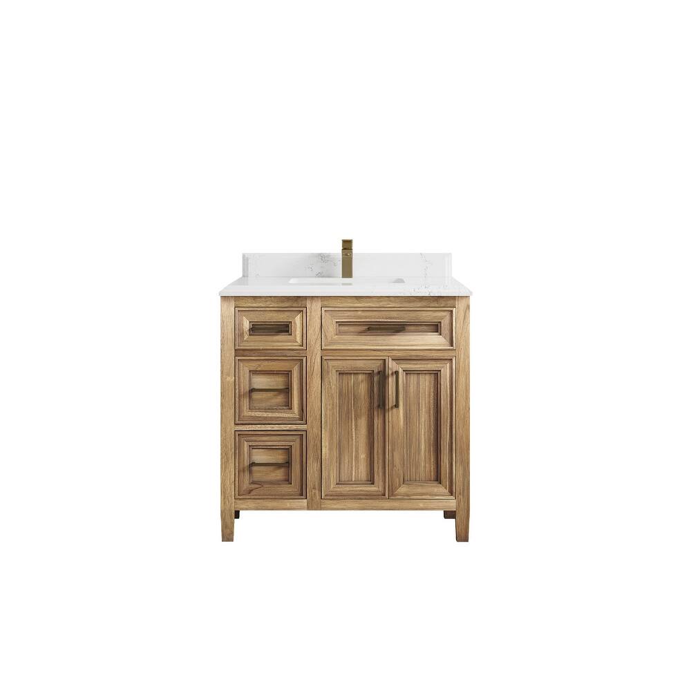 Willow Collections 36 in. W x 22 in. D Santa Monica Teak Bathroom Vanity Center with Countertop