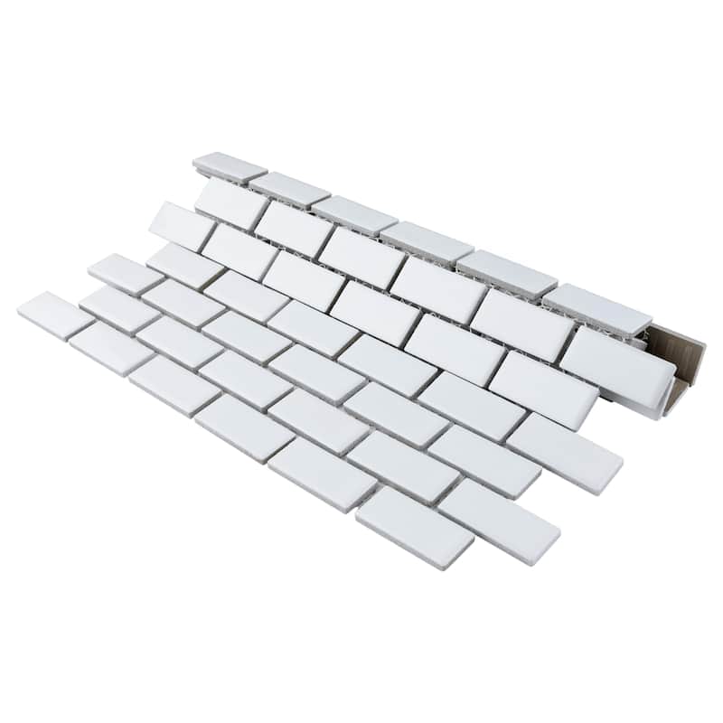 Merola Tile Hudson Subway White 11-3/4" x 12" Porcelain Floor and Wall Tile