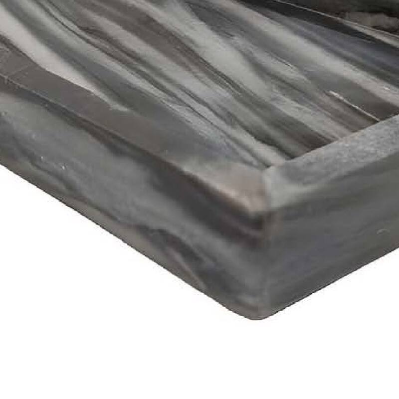 Myla Decorative Marble Tray, Unique Veining Patterns Gray, 14 Inch