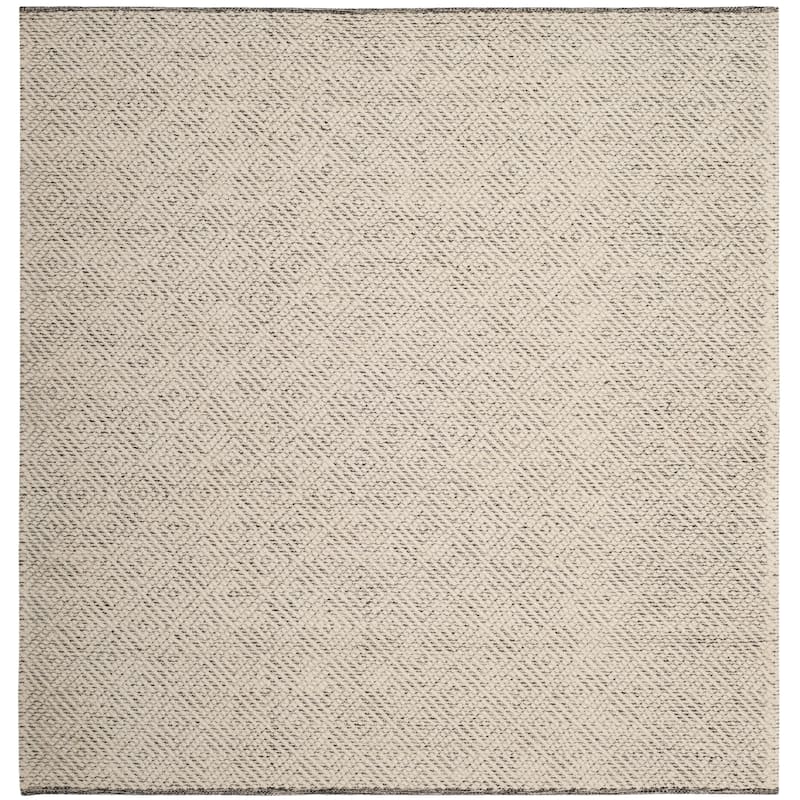 SAFAVIEH Natura Rimah Handmade Wool Area Rug - 6' Square - Ivory/Light Grey - Square