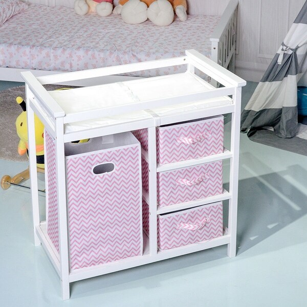pink baby changing table