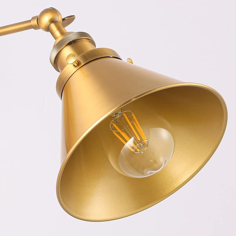 1-Light Modern Industrial Gold Brass Wall Swing Arm Lamp Wall Sconce