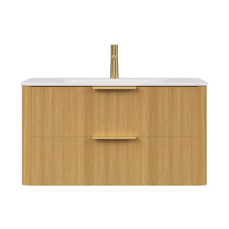 30"/36" Wall-Mounted Bathroom Vanity with Sink, Floating Vanity Base with Sintered Stone Hot-bent Integrated Basin