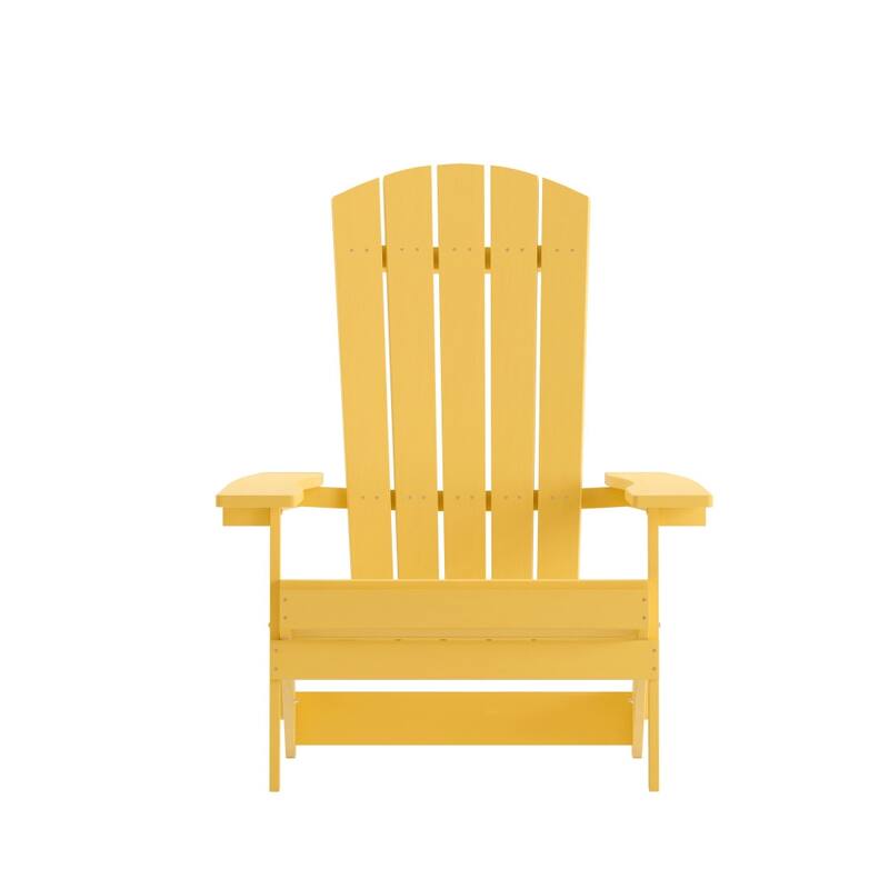 Set of 2 All-Weather Modern Wide Slat Back Poly Resin Adirondack Chairs