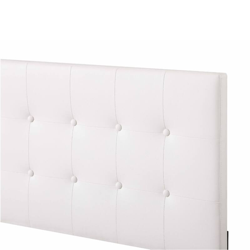 Faux Leather Button Tufted Queen Panel Bed - 82" - White