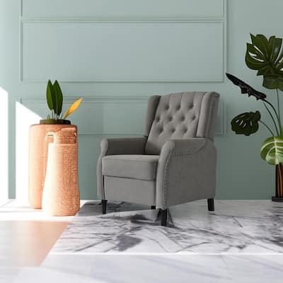 Modern Fabric Recliner Armchair With Adjustable Back and Padded Cushion