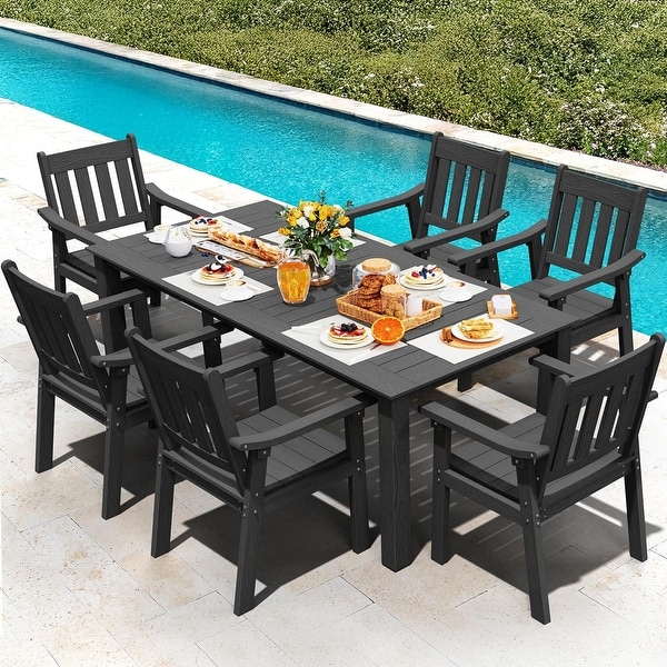WINSOON 7-Piece HIPS All Weather Outdoor Patio Dining Sets with