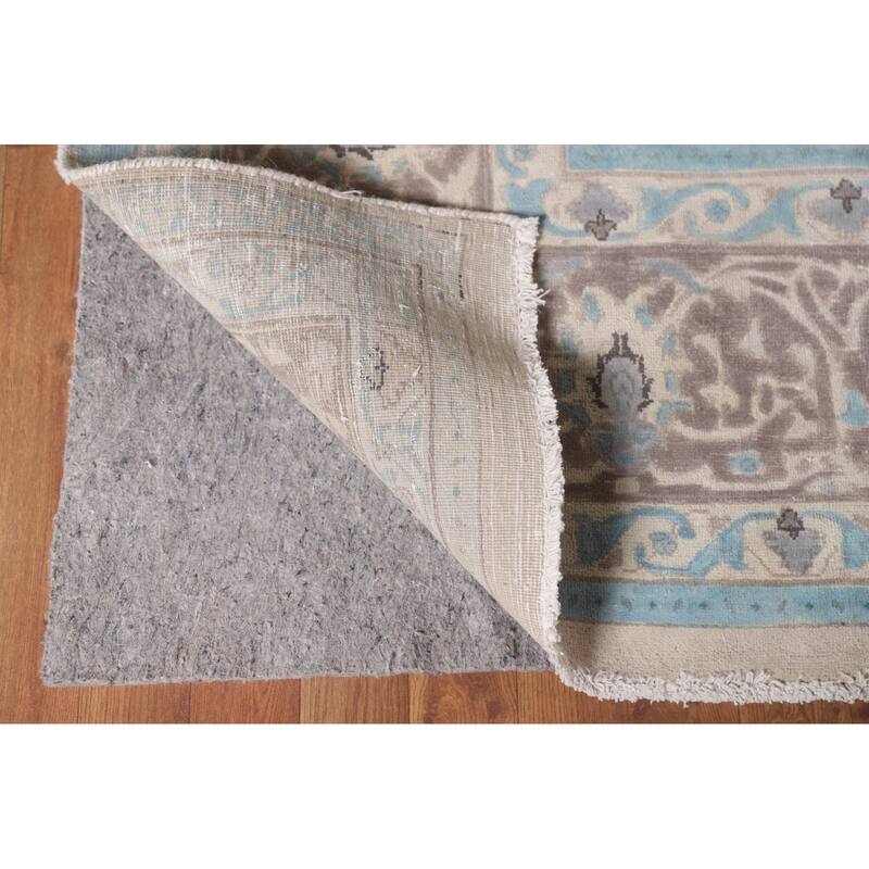 Hand Knotted Oriental 100% Wool Carpet Traditional Floral Greys & Charcoal Tabriz Area Rug - 13' 3'' X 9' 4''