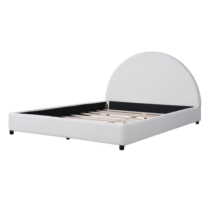 Christopher Knight Home - Luis Boucle Upholstered Bed Frame with Half-Round Headboard