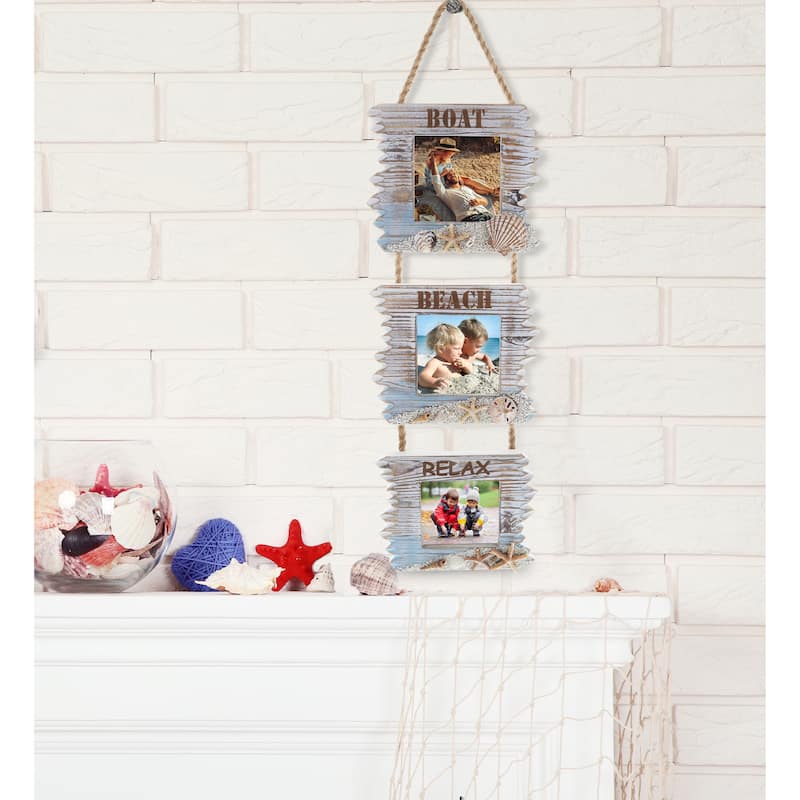 CoTa Global Coastal Horizon Hanging Nautical Wood Picture Frame - 21.5 x 7.5 x 0.75 inches