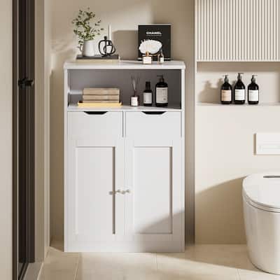 Futzca Bathroom Storage Cabinet, Freestanding Pantry Cabinet with 2 Drawers