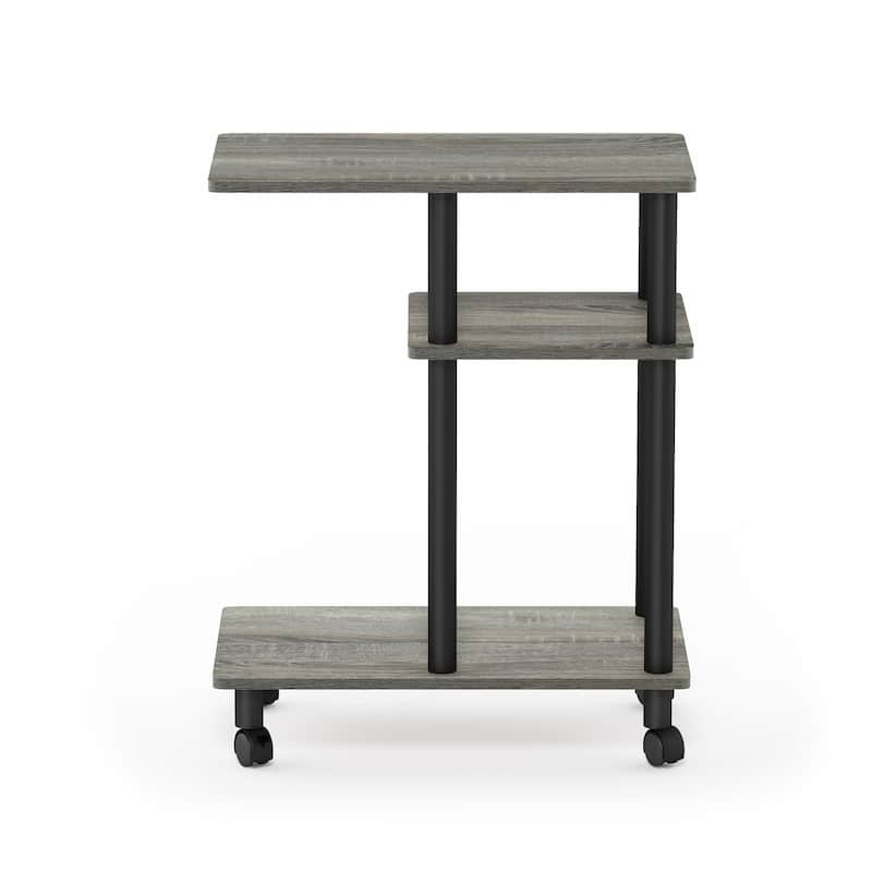 Furinno Turn-N-Tube U Shape Sofa Side Table with Casters - French Oak