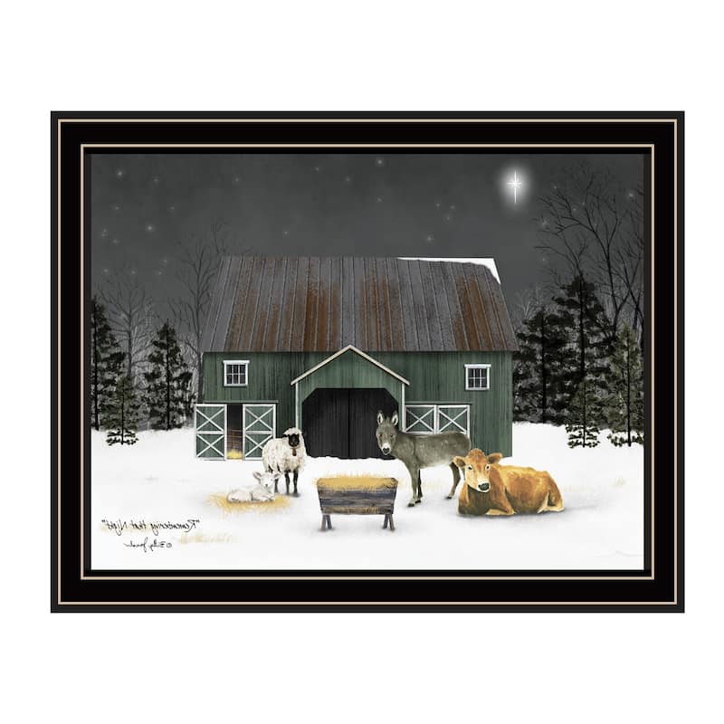 HomeRoots Remembering the Night Christmas Manger Black Framed Wall Art