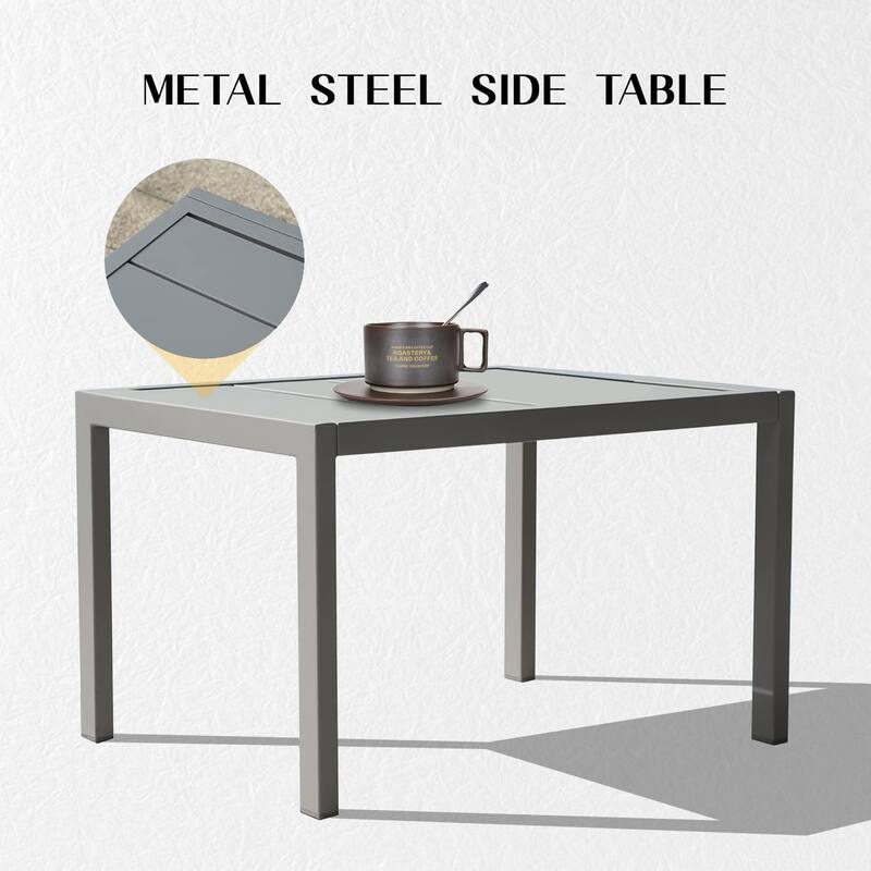 GDFStudio - Adrian Adjustable Aluminum Outdoor Pool Lounge Chair Set with Metal Side Table for All-Weather