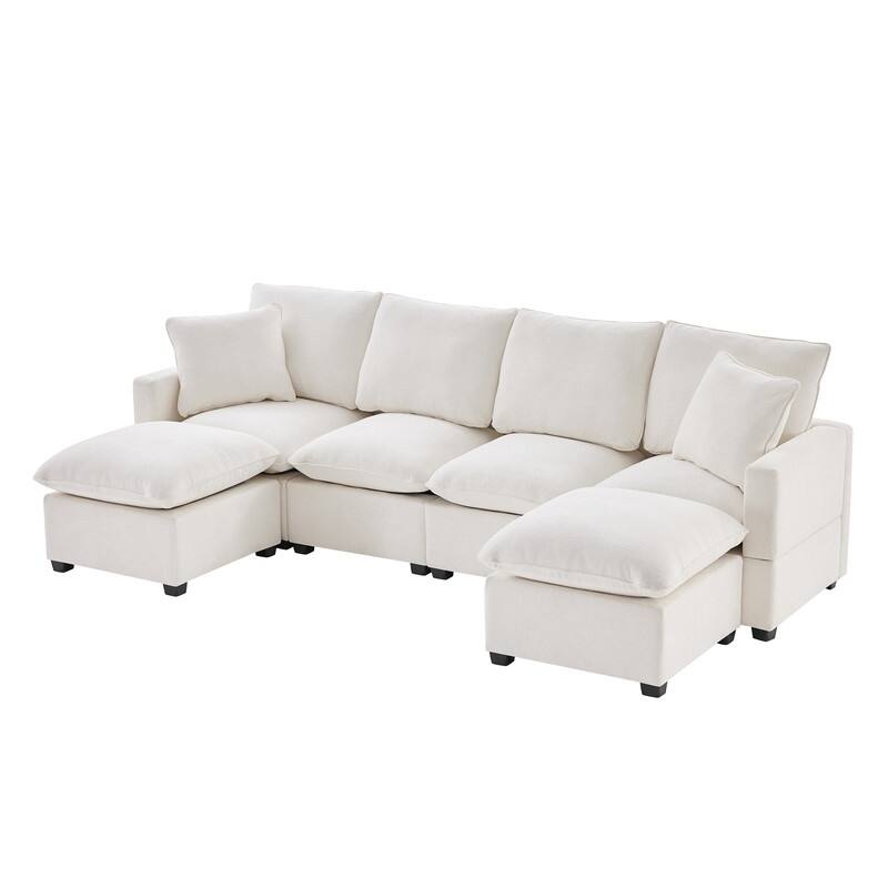 Modern Chenille Multi-Seat Sectional Sofa