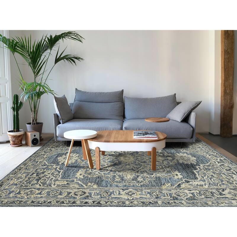 Copper Grove Freetown Transitional Hand-tufted Area Rug - 3'6"x5'6" - Denim