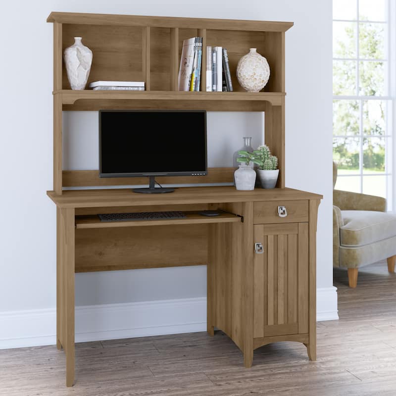 Bush Furniture Salinas Small Computer Desk with Storage Hutch - Reclaimed Pine