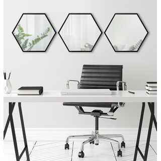 Kate and Laurel Rhodes Framed Hexagon Wall Mirror Set